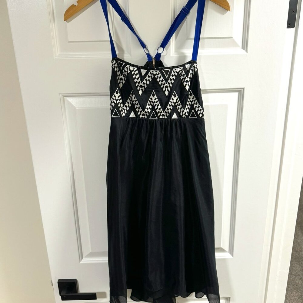 Size 8 Leif Notes blue and black A-Line Dress Anthropologie